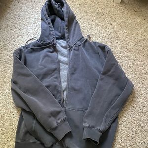 Brandy Melville Christy Hoodie- oversized navy blue zip up